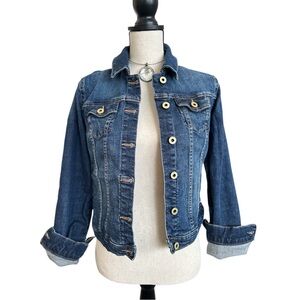 Tommy Hilfiger Cropped Fitted Stretch Denim Jean Jacket, Size XS
